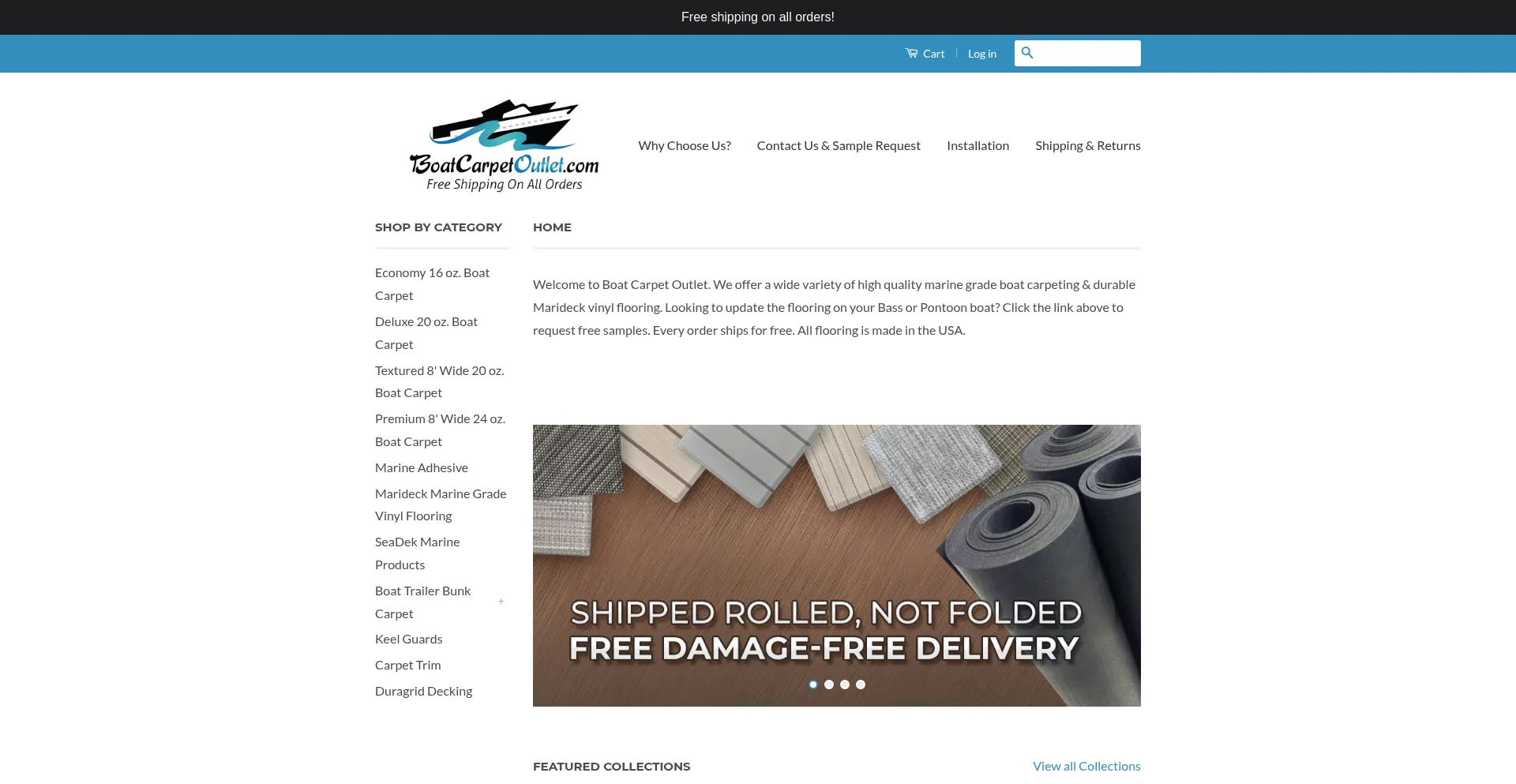 Website screenshot of Boatcarpetoutlet.com
