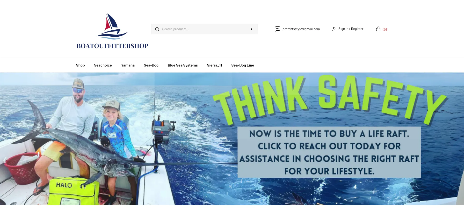 Website screenshot of Boatoutfittershop.com