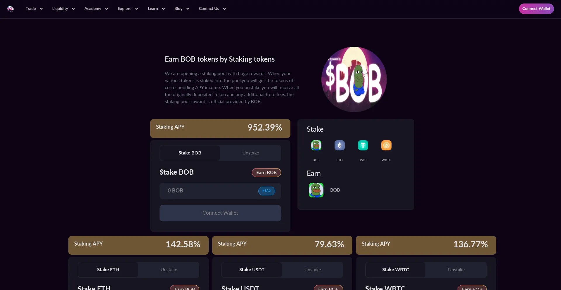 Website screenshot of Bob-sushi.xyz