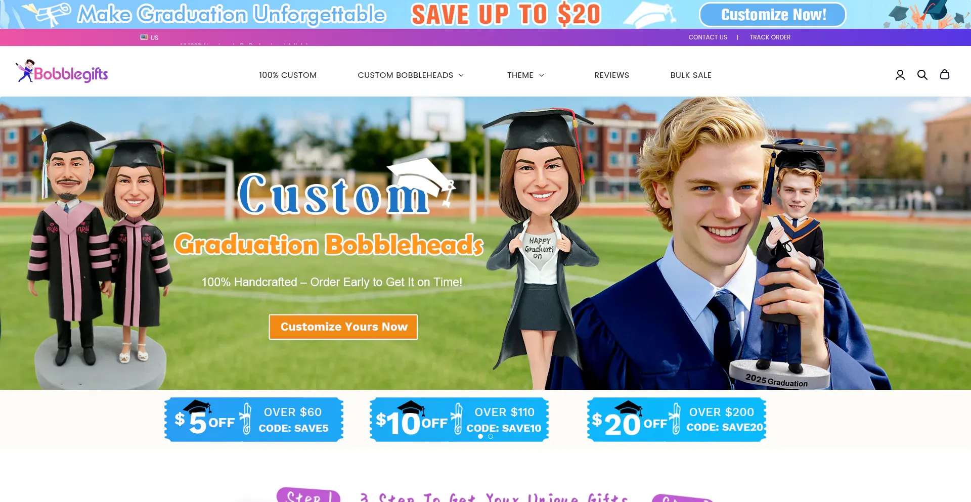 Website screenshot of Bobblegifts.com