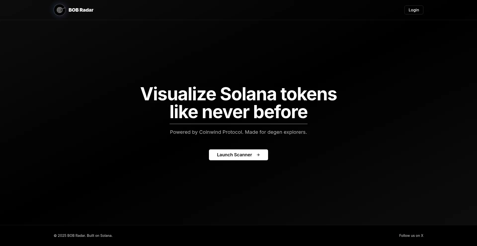 Website screenshot of Bobradar.io