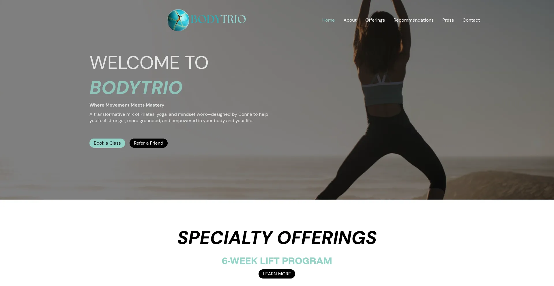 Website screenshot of Bodytrio.com