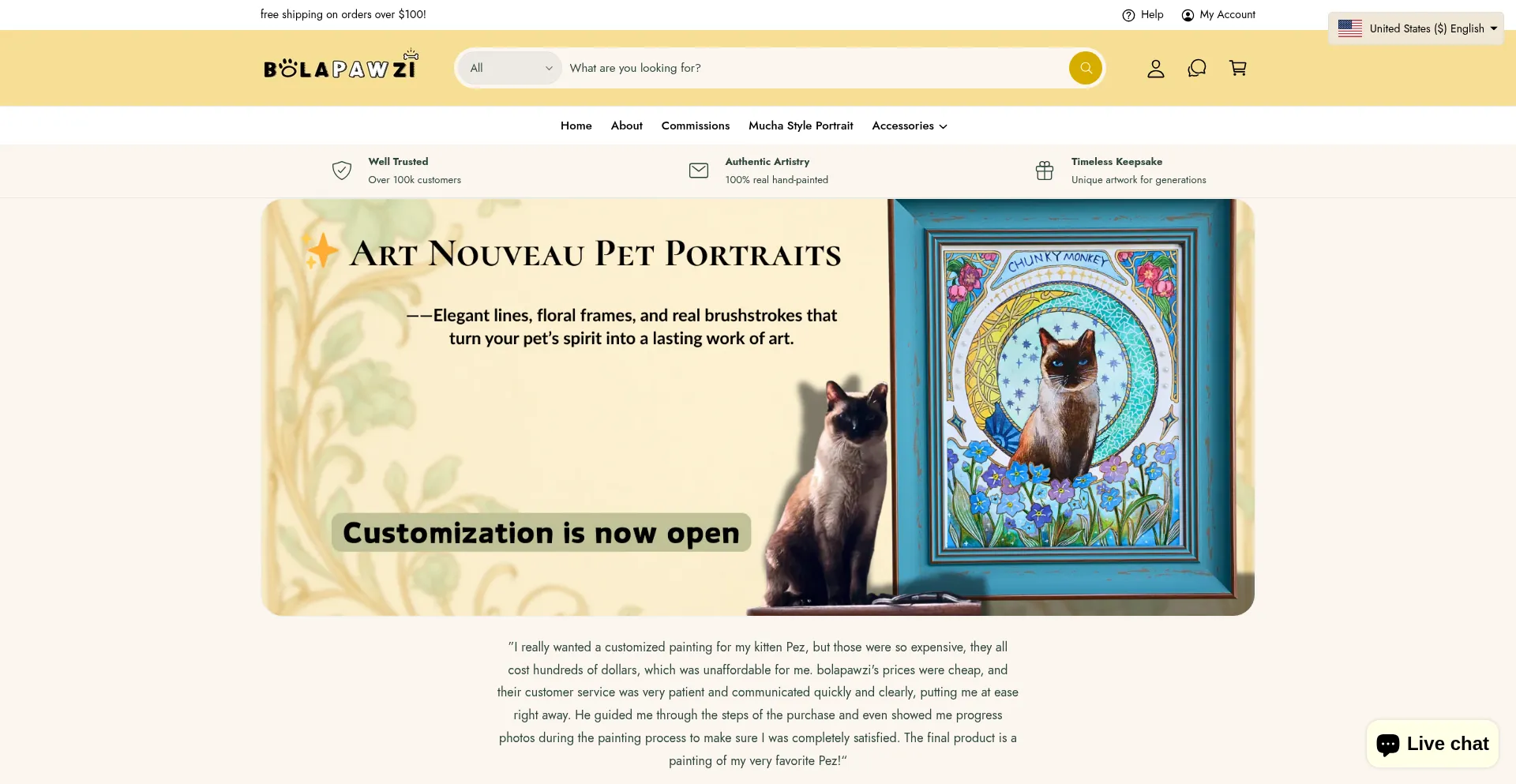 Website screenshot of Bolanzi.com