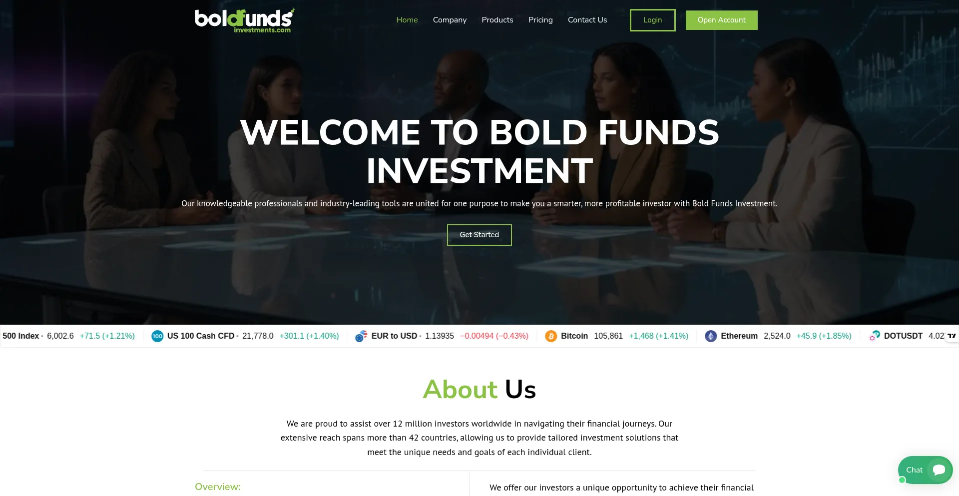 Website screenshot of Boldfundsinvestments.com