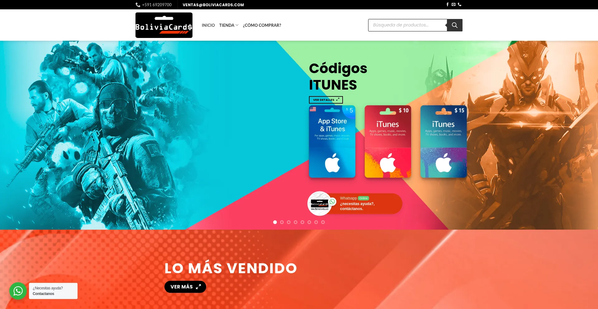 Website screenshot of Boliviacards.com