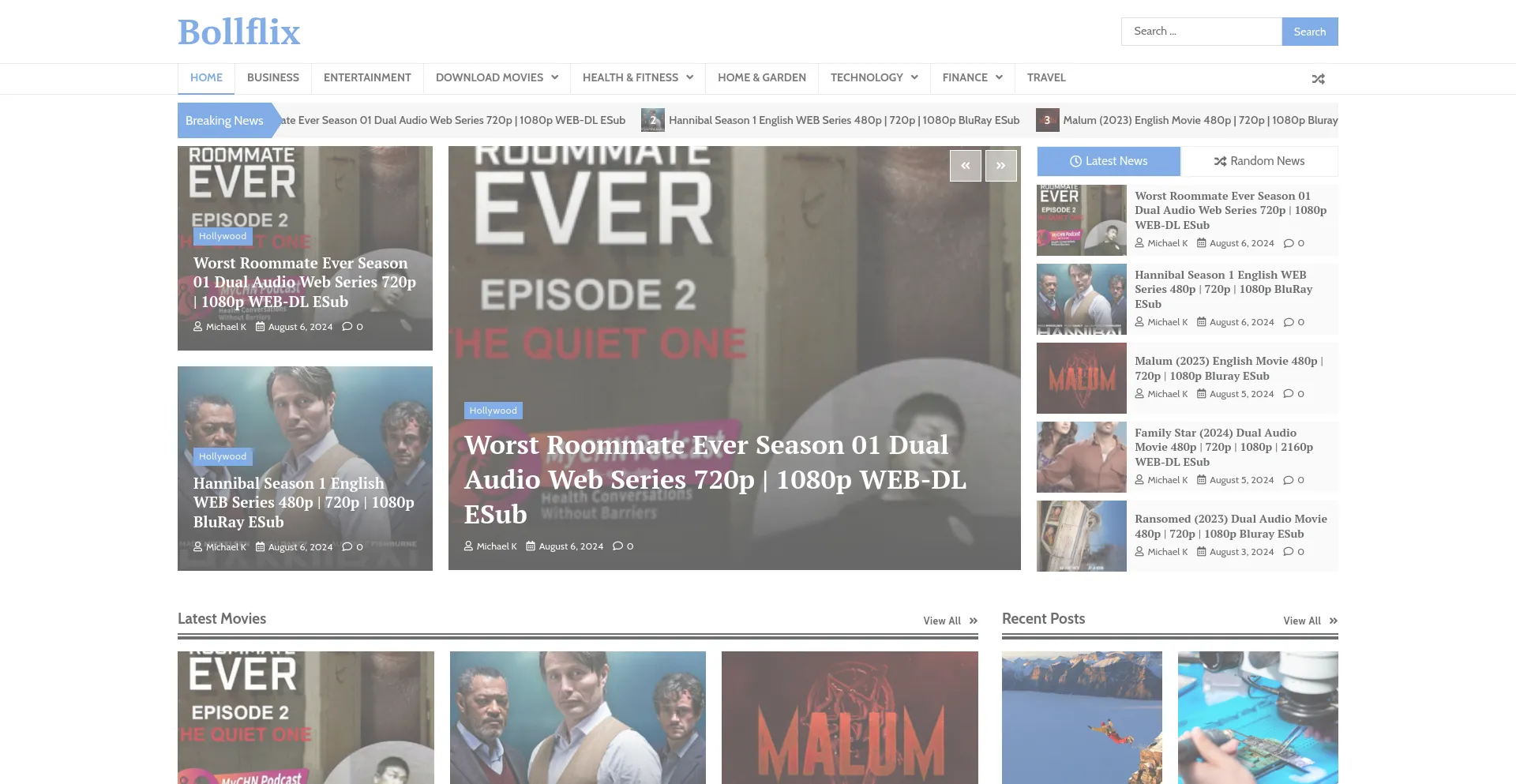 Website screenshot of Bollflix.net