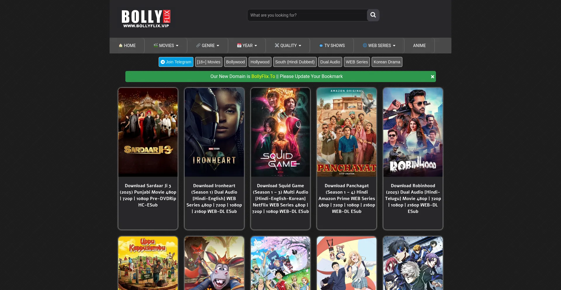 Website screenshot of Bollyflix.dance