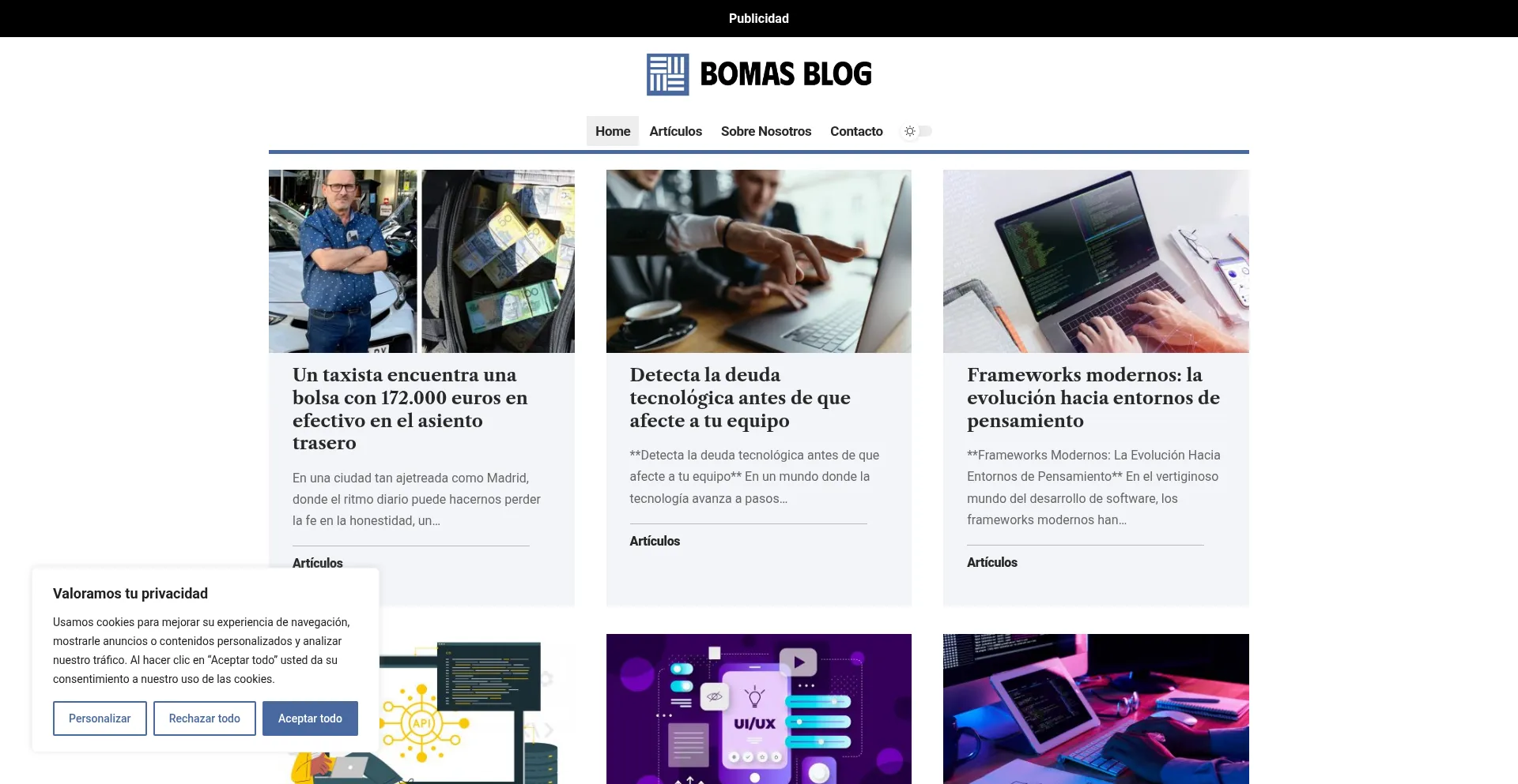 Website screenshot of Bomasblog.com