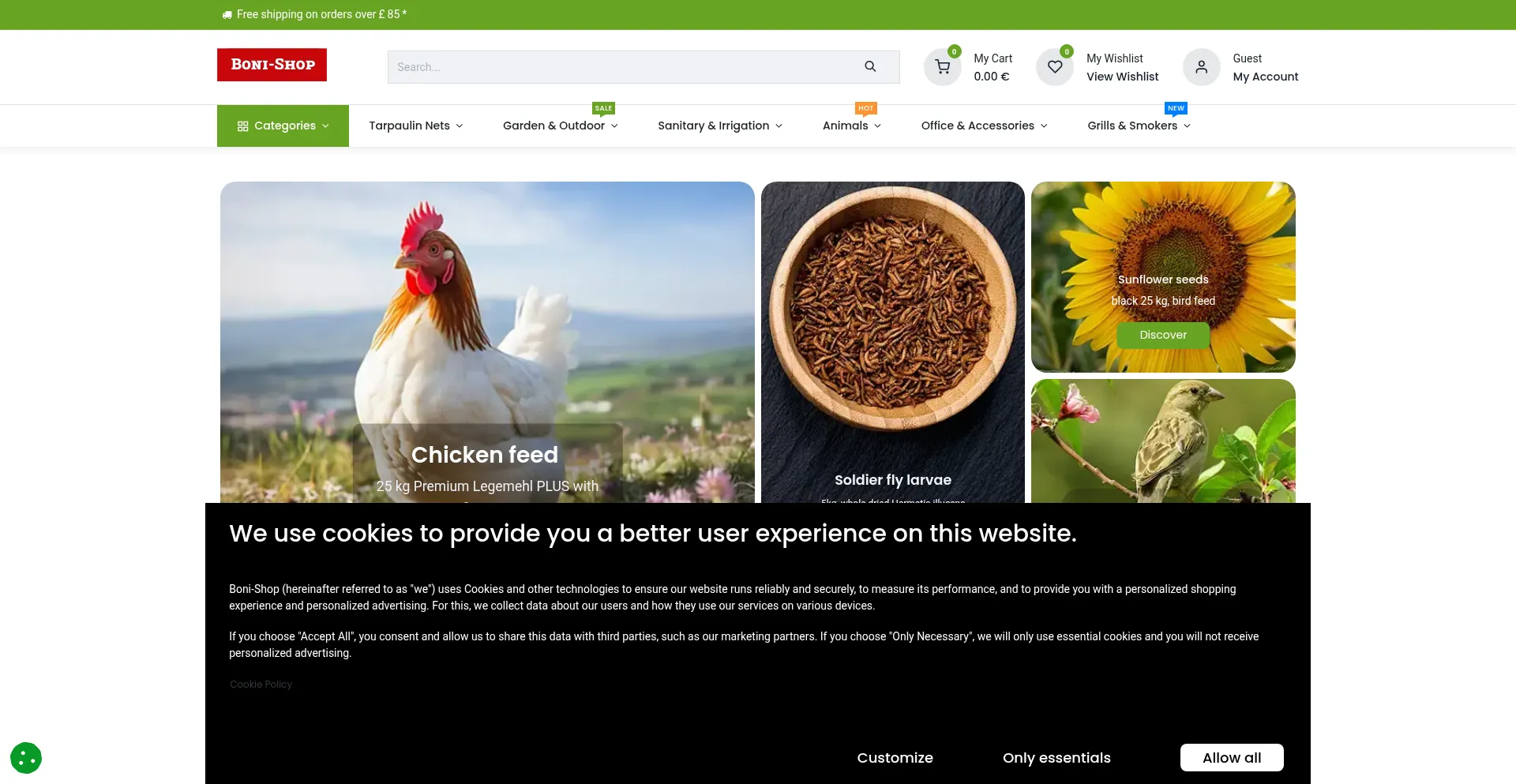 Website screenshot of Boni-shop.co.uk
