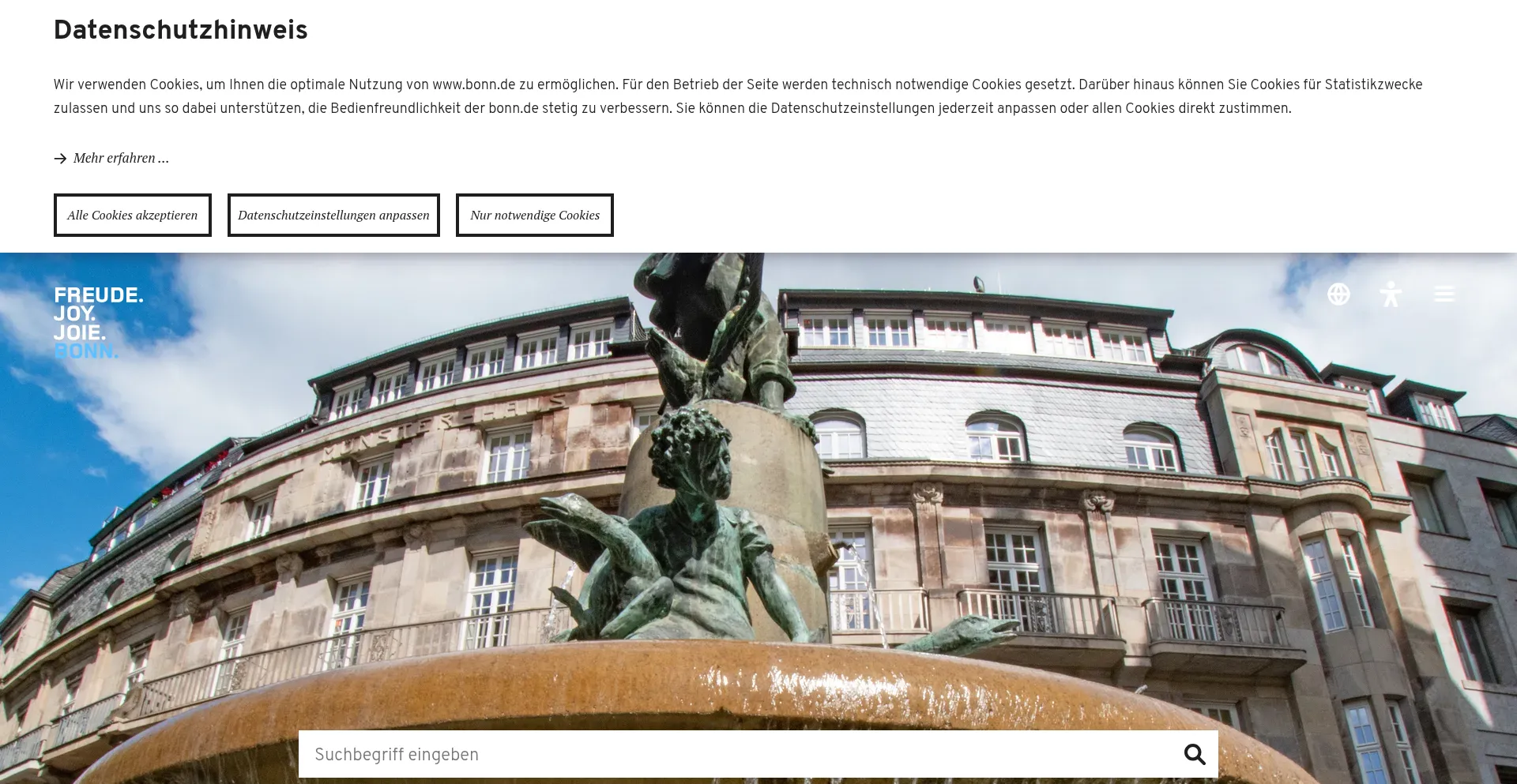 Website screenshot of Bonn.de