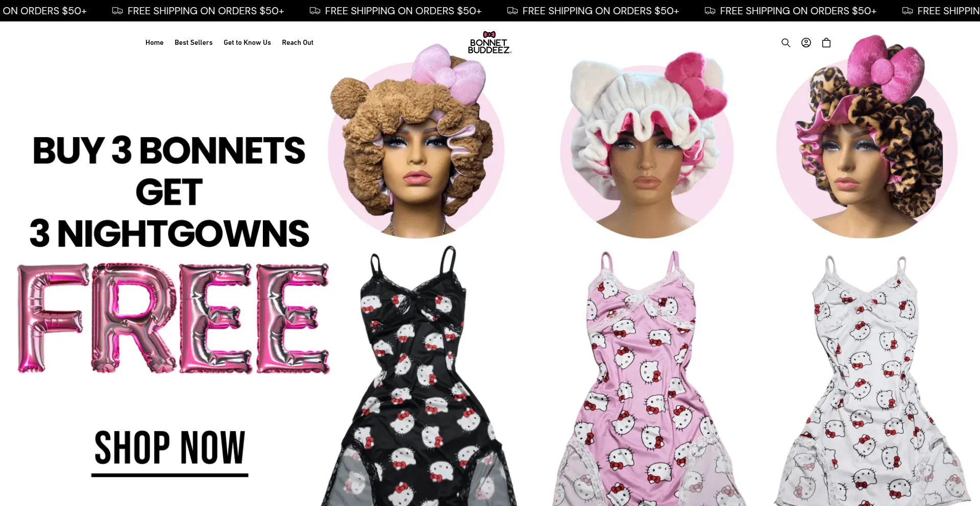 Website screenshot of Bonnetbuddeez.com