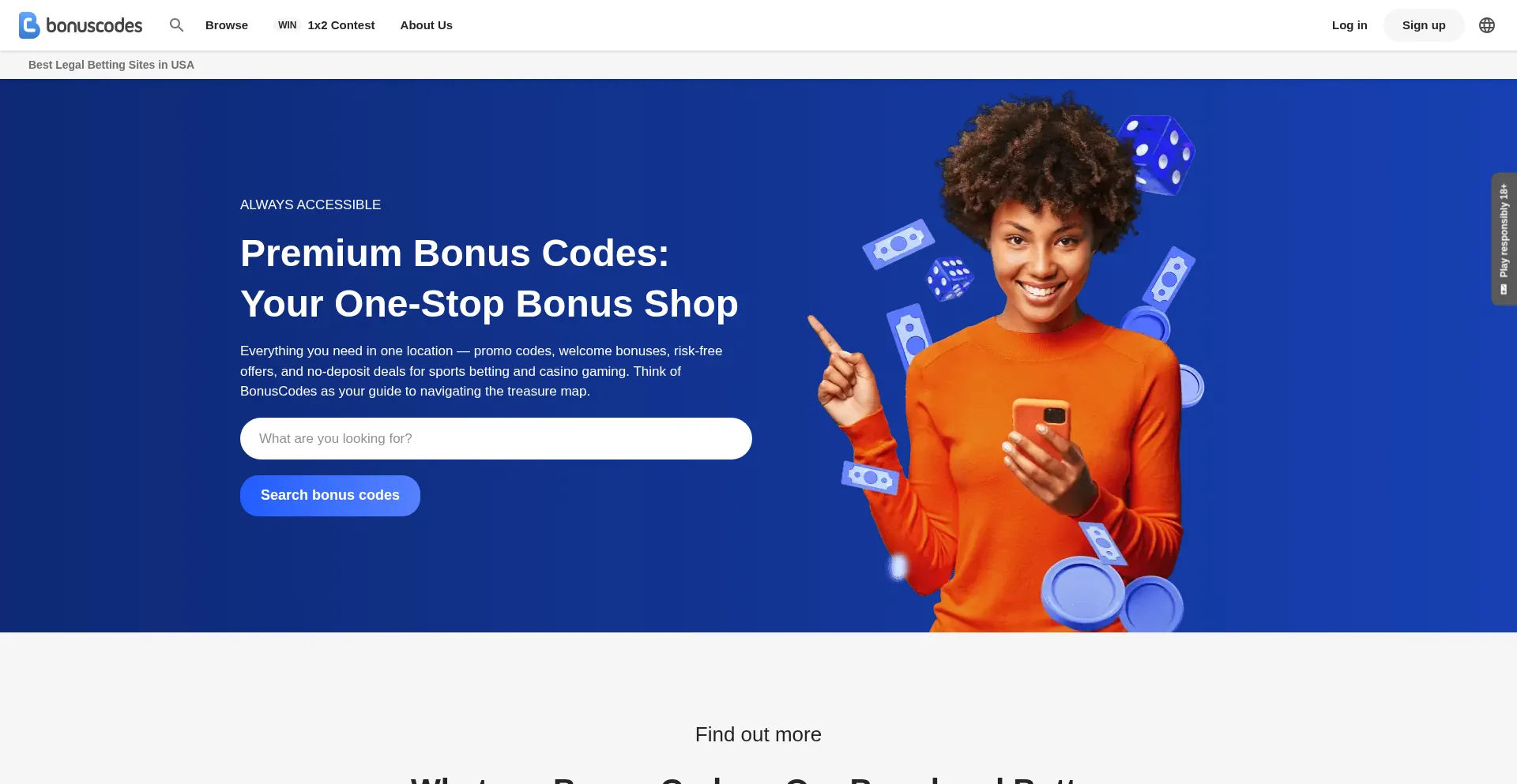 Website screenshot of Bonuscodes.com