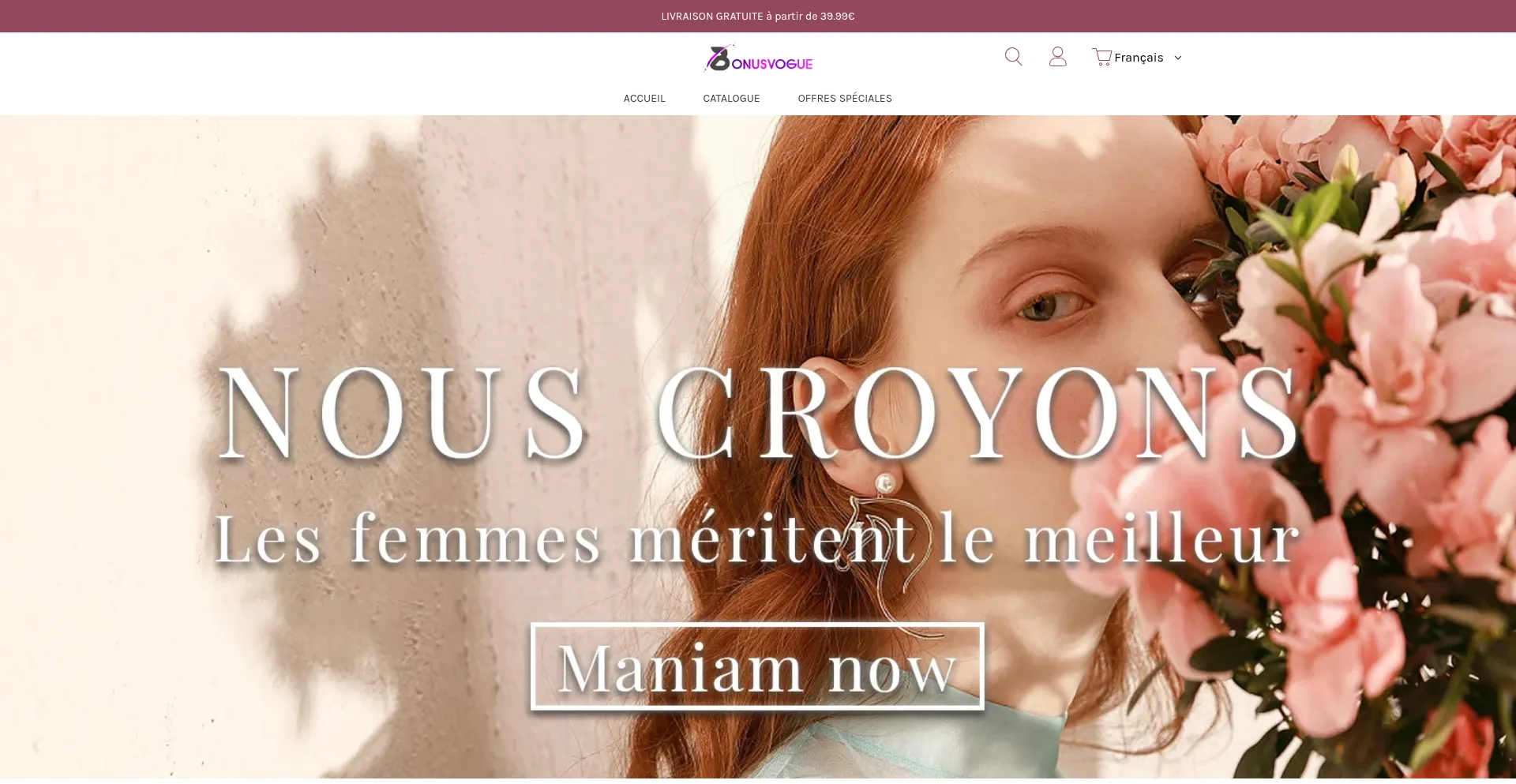 Website screenshot of Bonusvogue.com