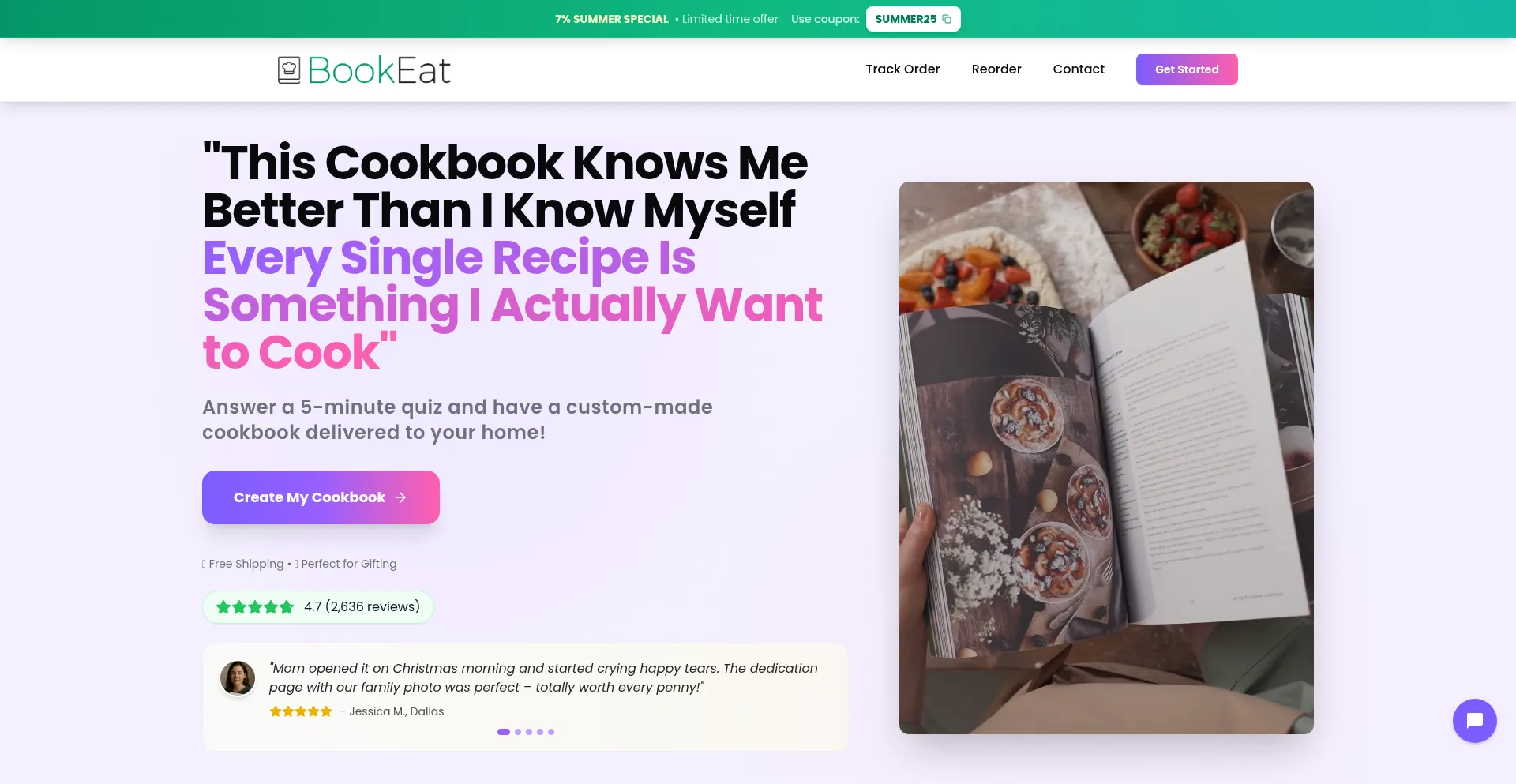 Website screenshot of Bookeatai.com