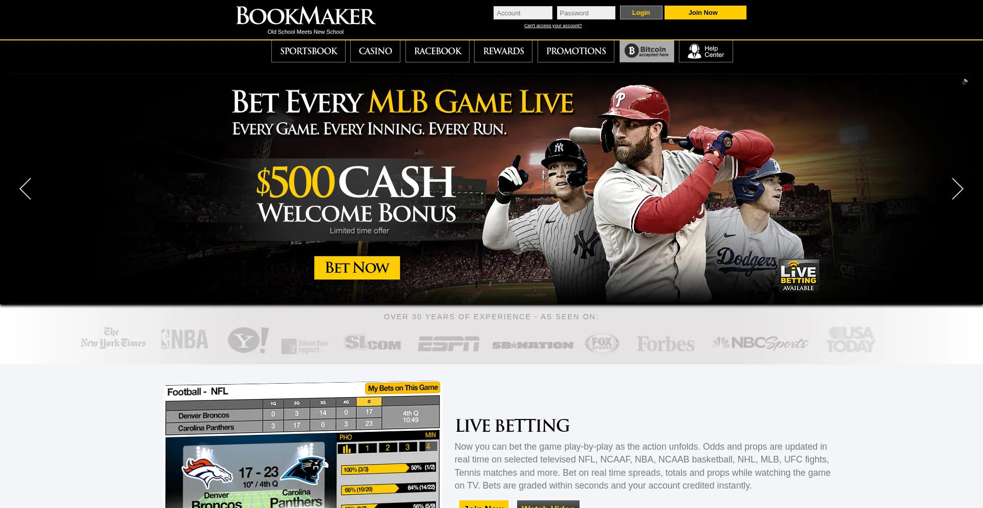 Website screenshot of Bookmaker.eu