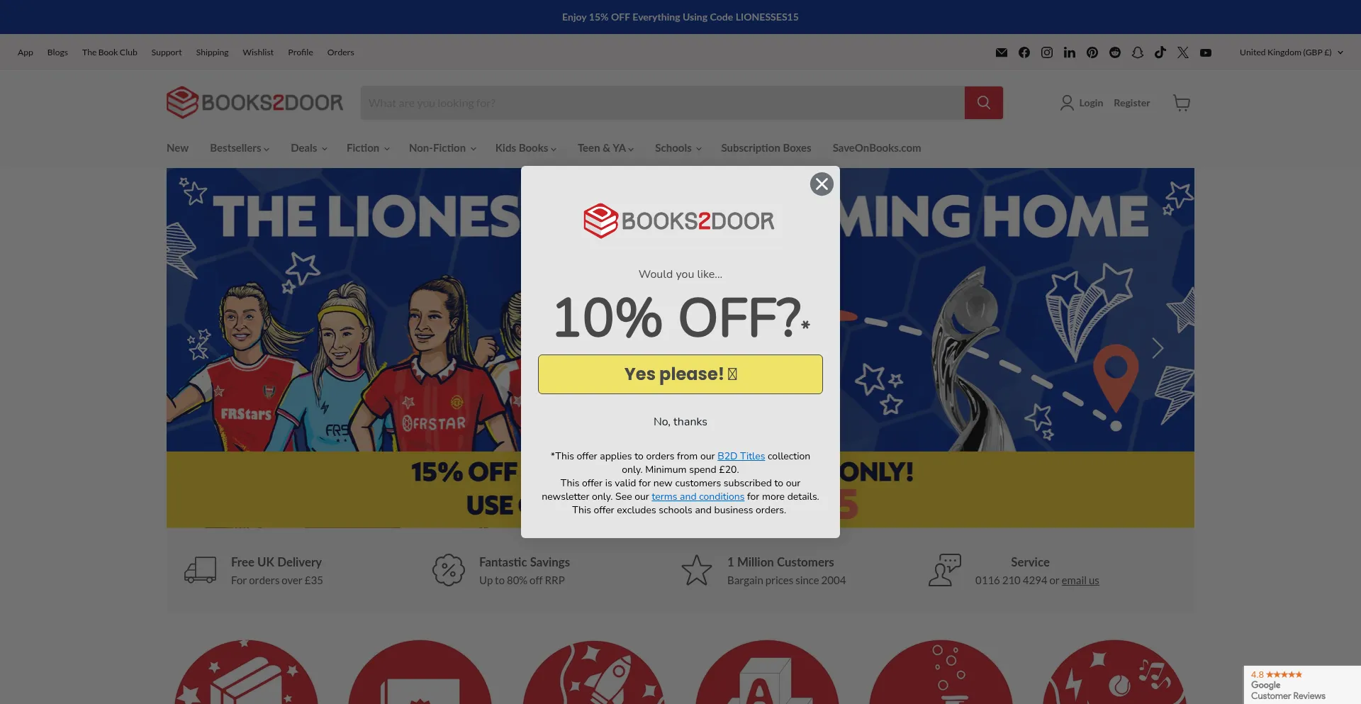 Website screenshot of Books2door.com