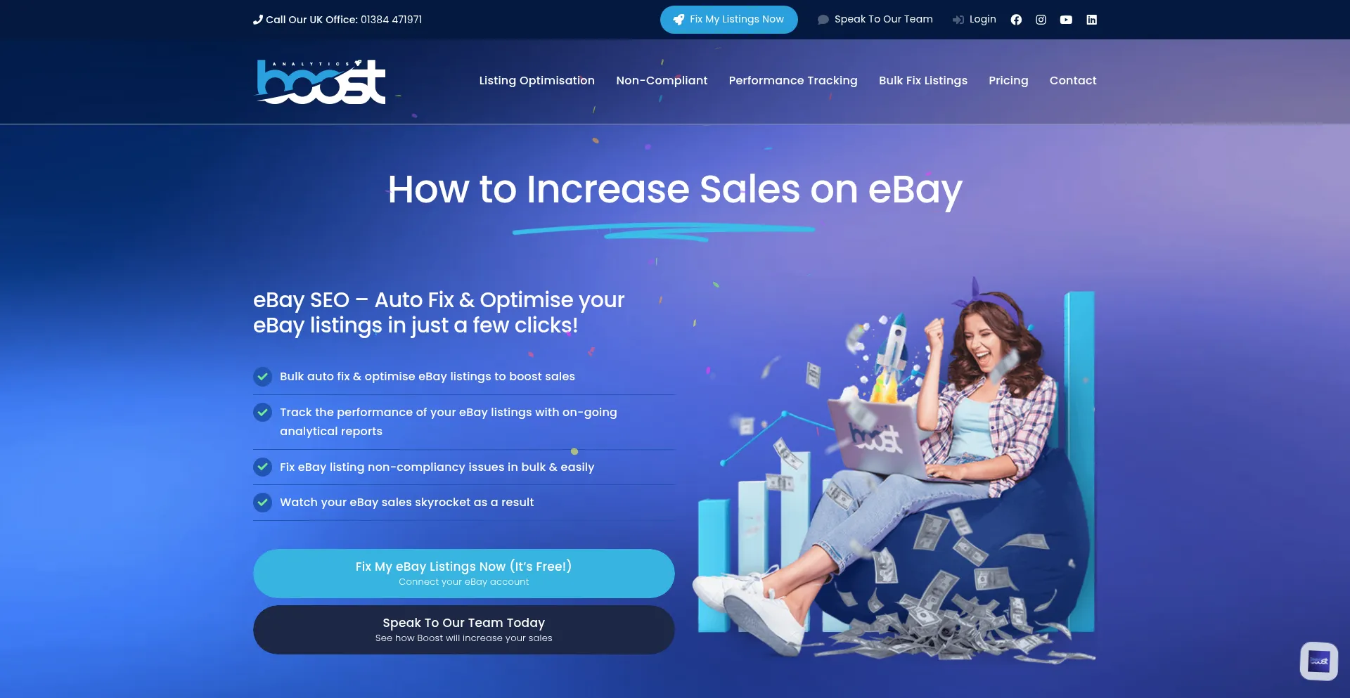 Website screenshot of Boostanalytics.pro