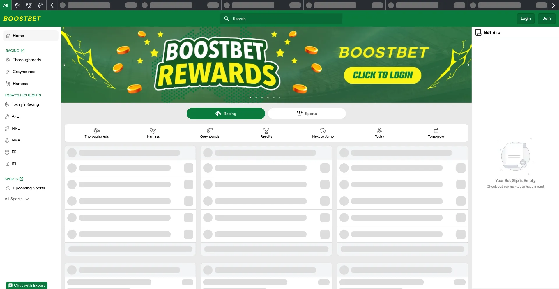 Website screenshot of Boostbet.au