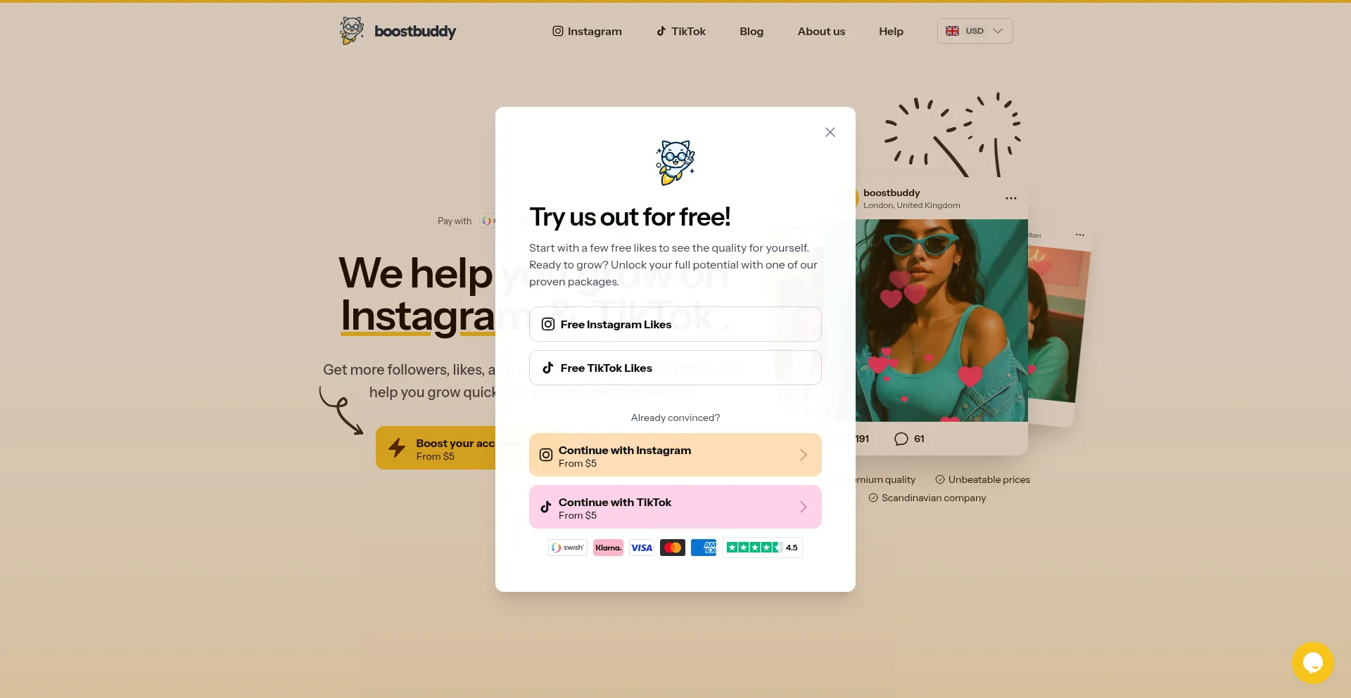 Website screenshot of Boostbuddy.org