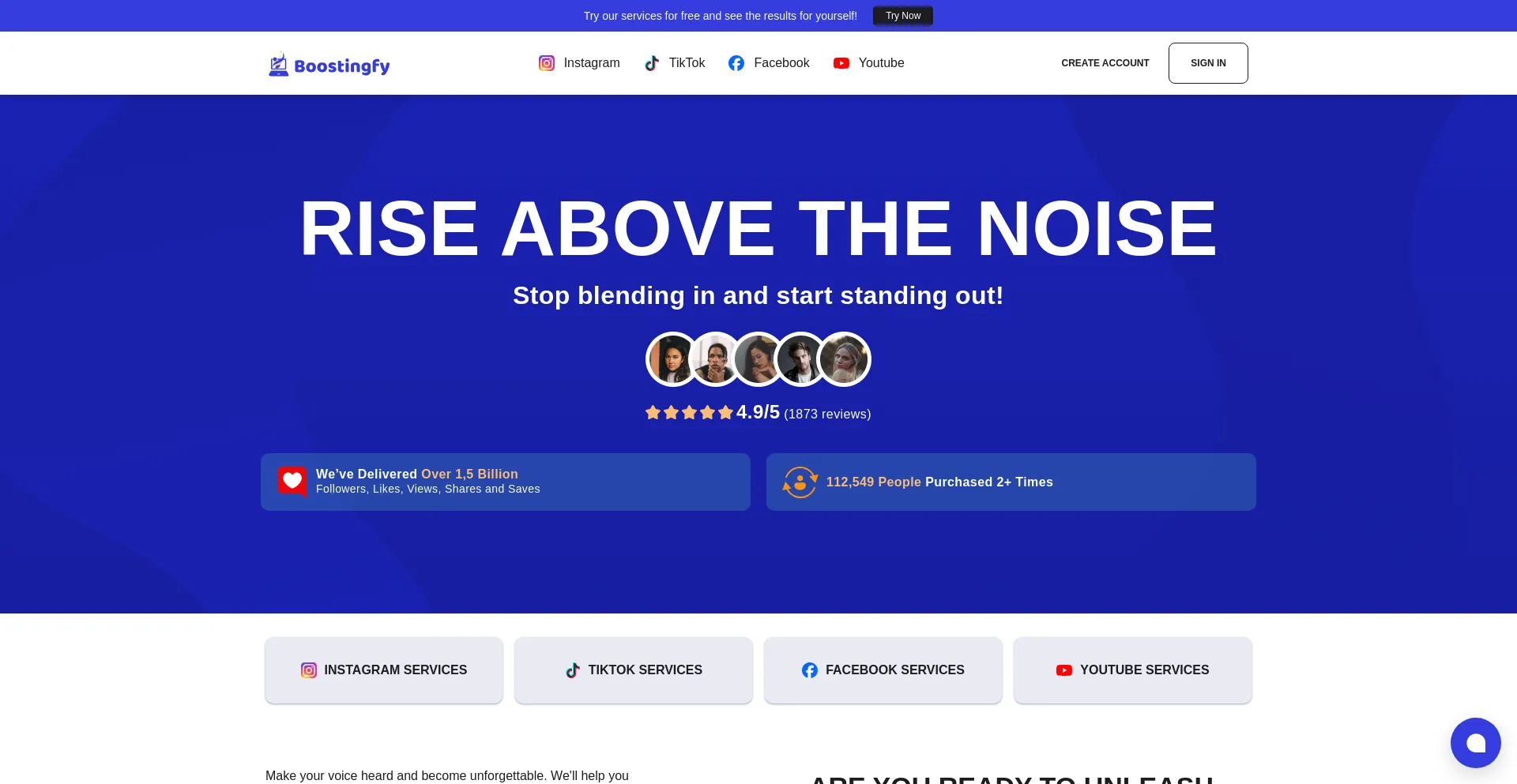 Website screenshot of Boostingfy.com