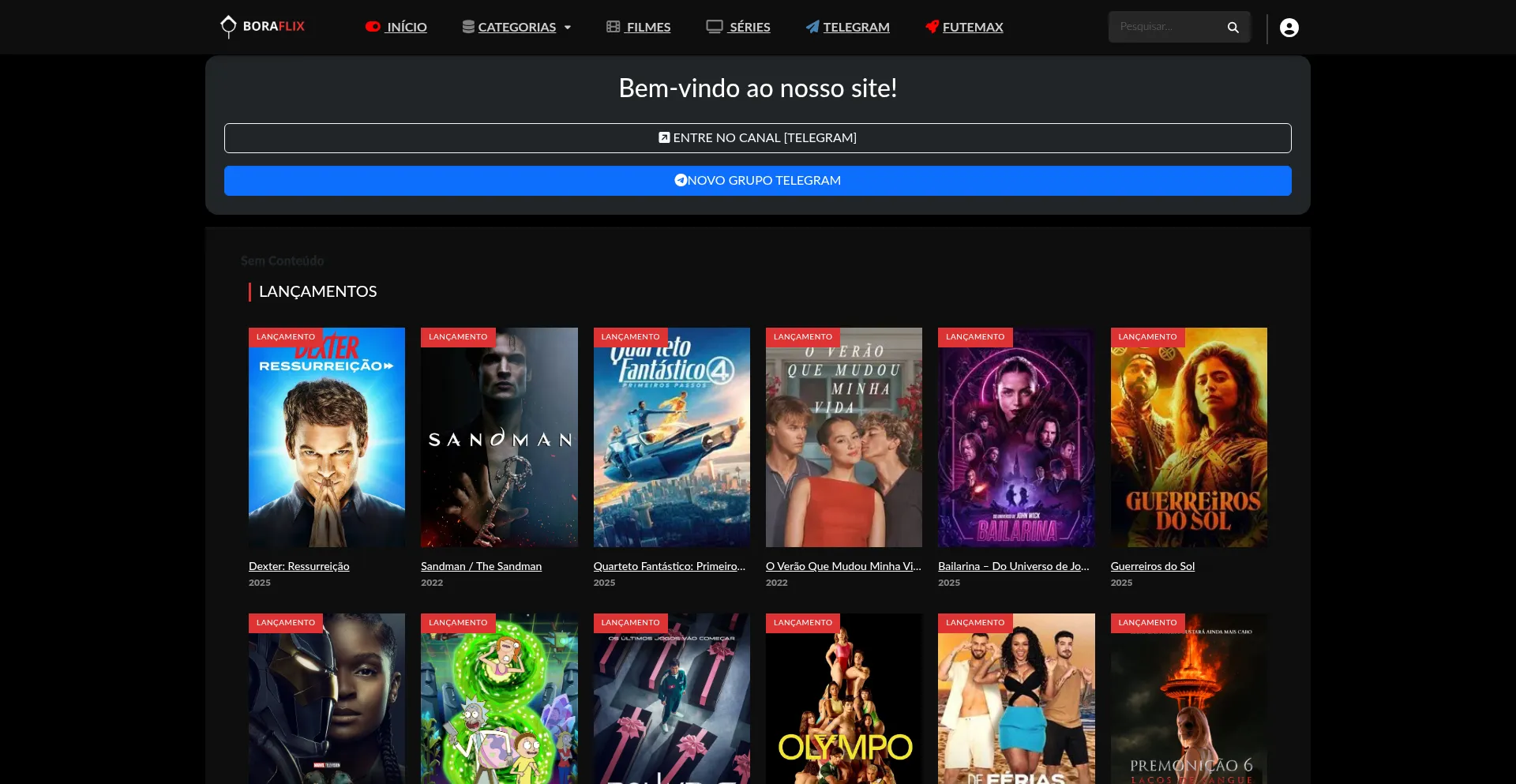 Website screenshot of Boraflix.com
