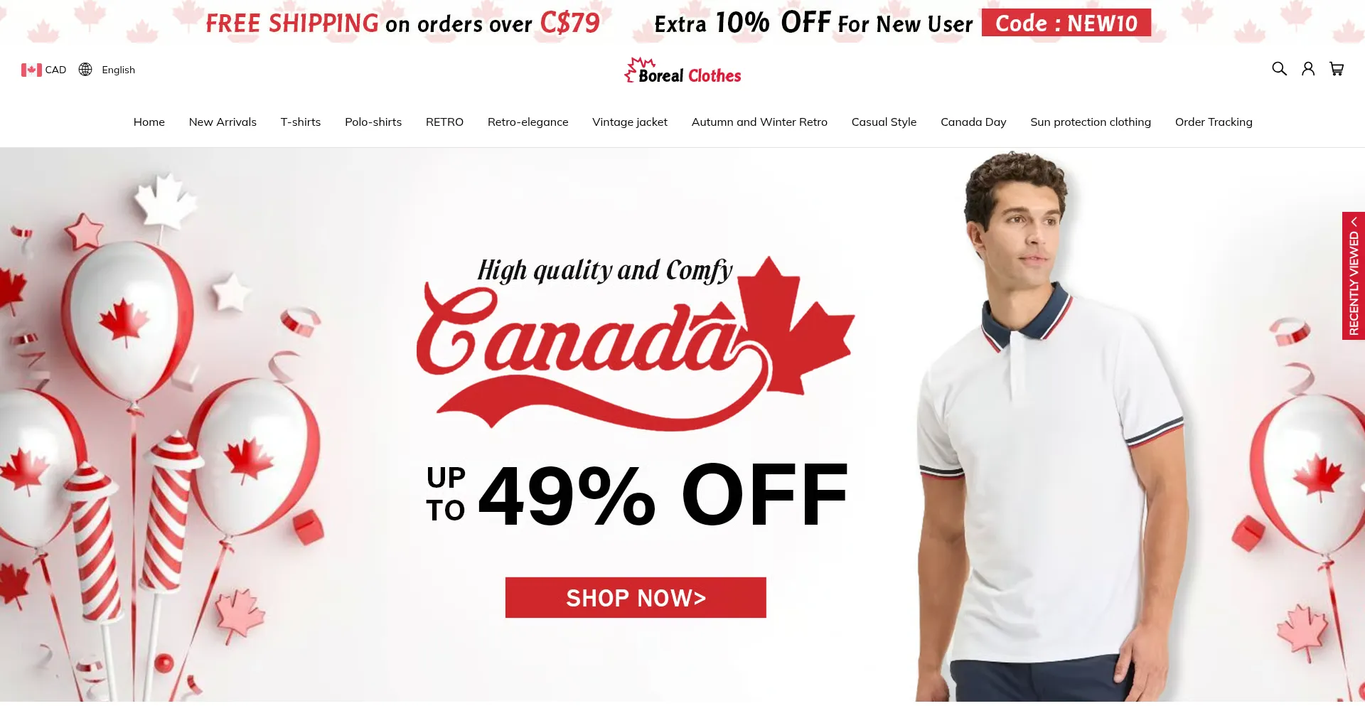 Website screenshot of Borealclothes.ca