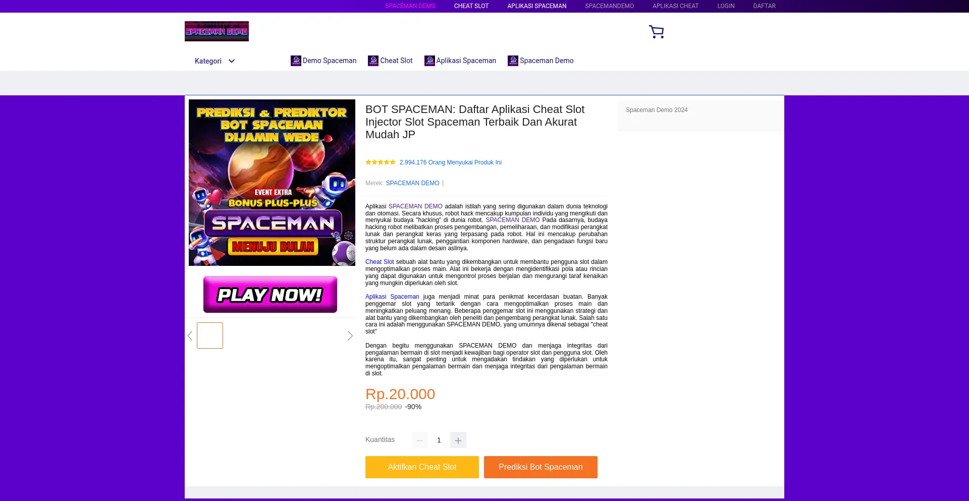 Website screenshot of Bot-spaceman.com