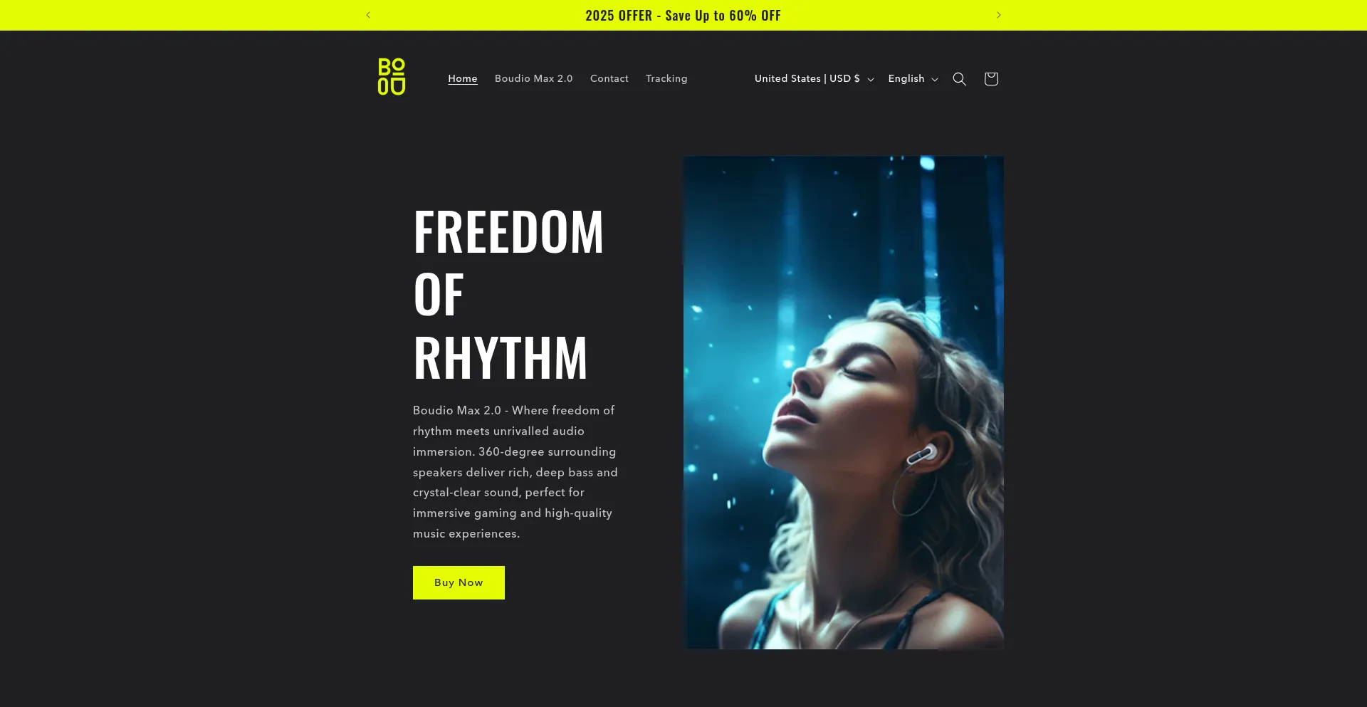 Website screenshot of Boudio.com