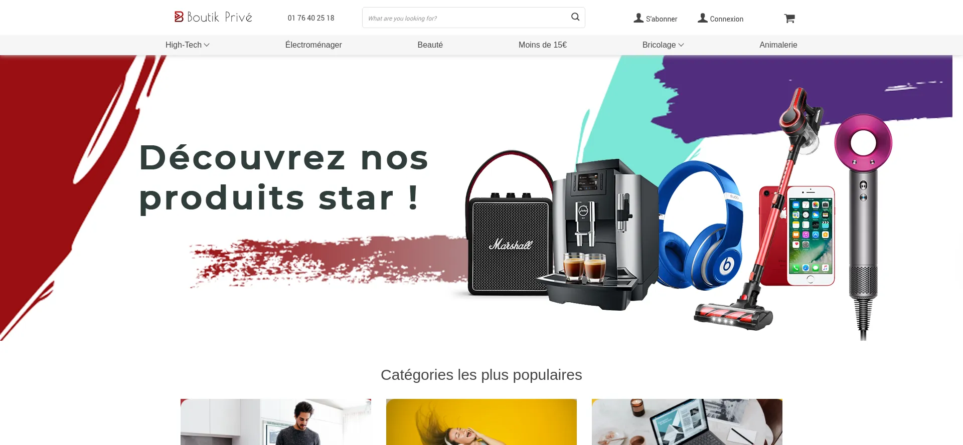 Website screenshot of Boutik-prive.fr
