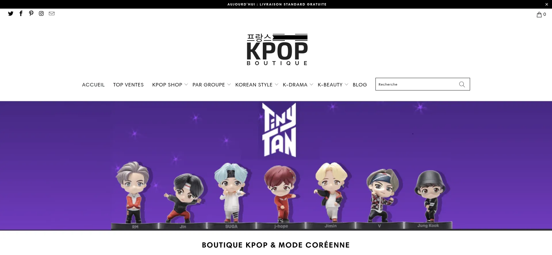 Website screenshot of Boutique-kpop.fr
