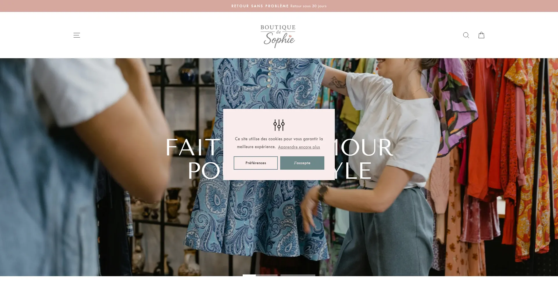 Website screenshot of Boutiquedesophie.fr