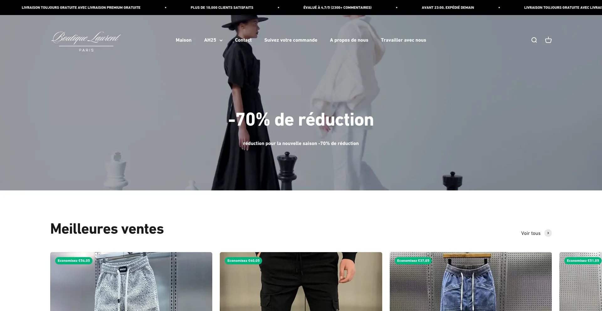 Website screenshot of Boutiquelaurentparis.fr