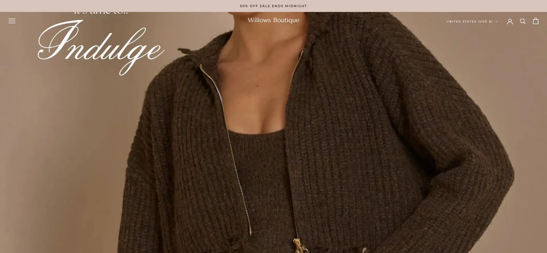 Website screenshot of Boutiquewillow.com