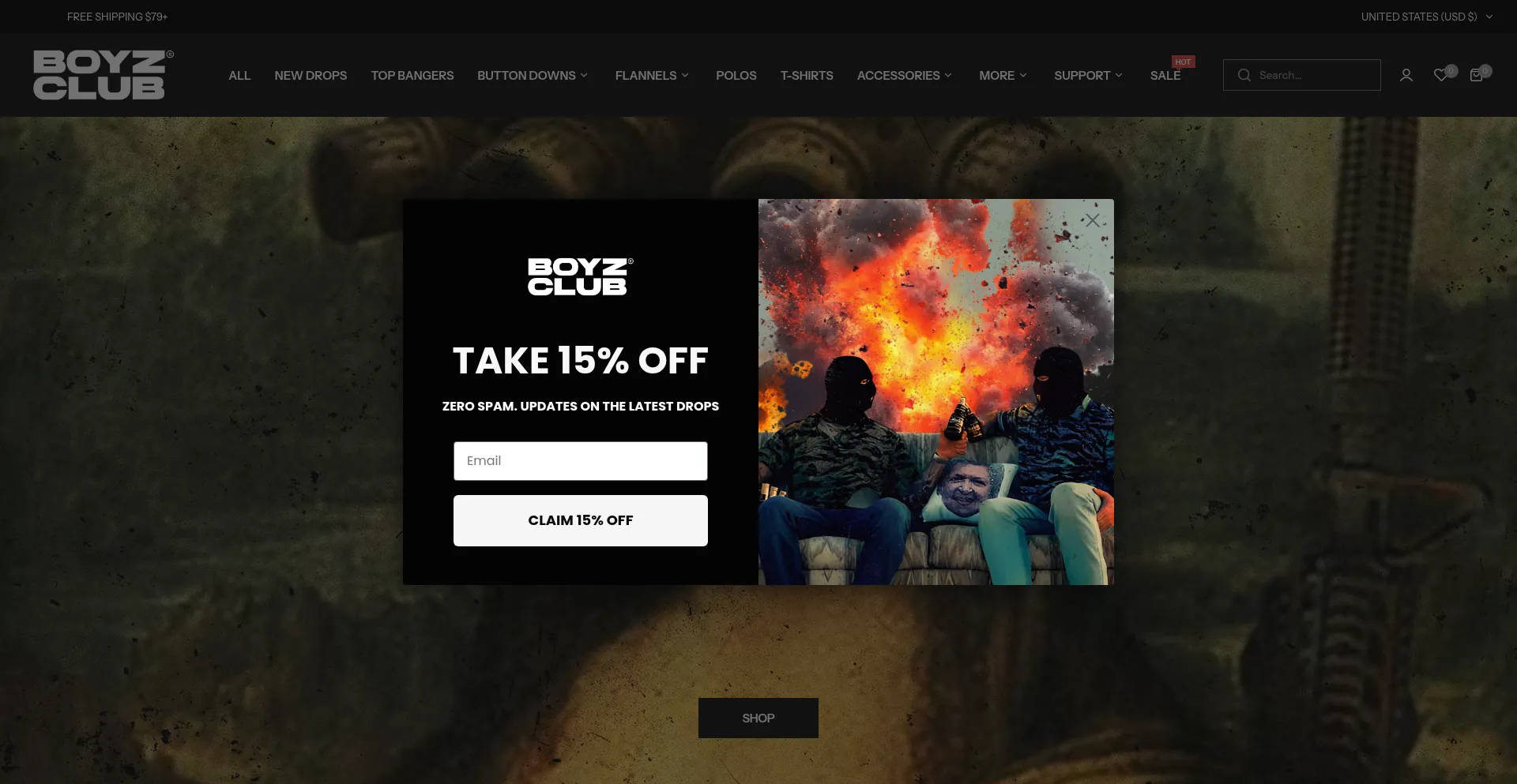 Website screenshot of Boyzclub.com