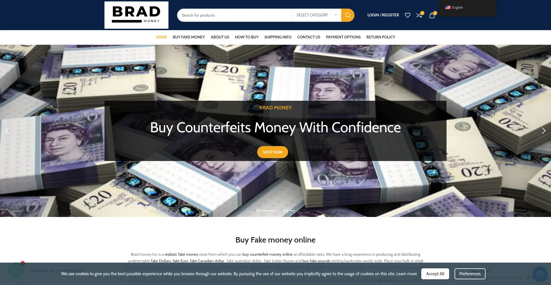 Website screenshot of Bradmoney.com
