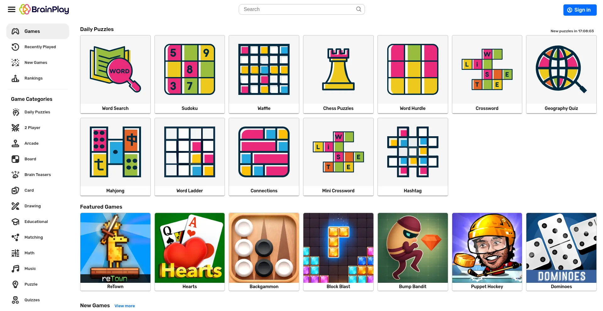 Website screenshot of Brainplay.com