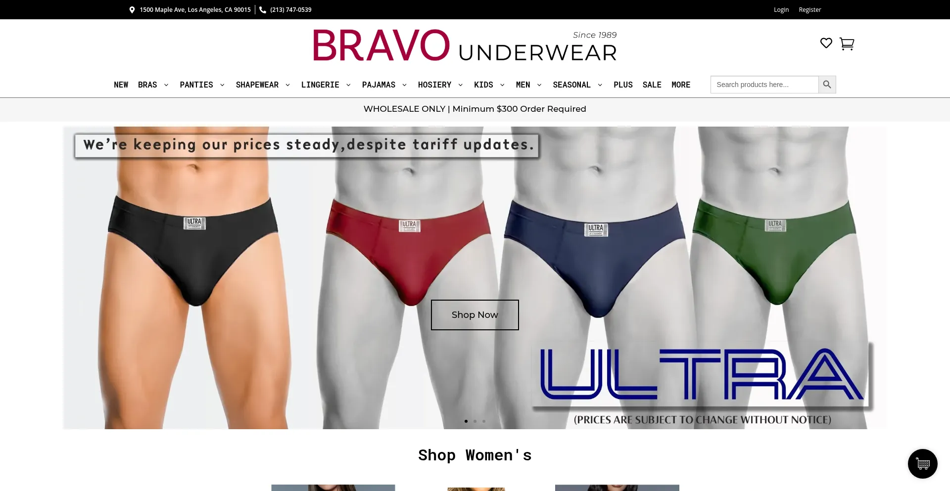 Website screenshot of Bravowholesale.com