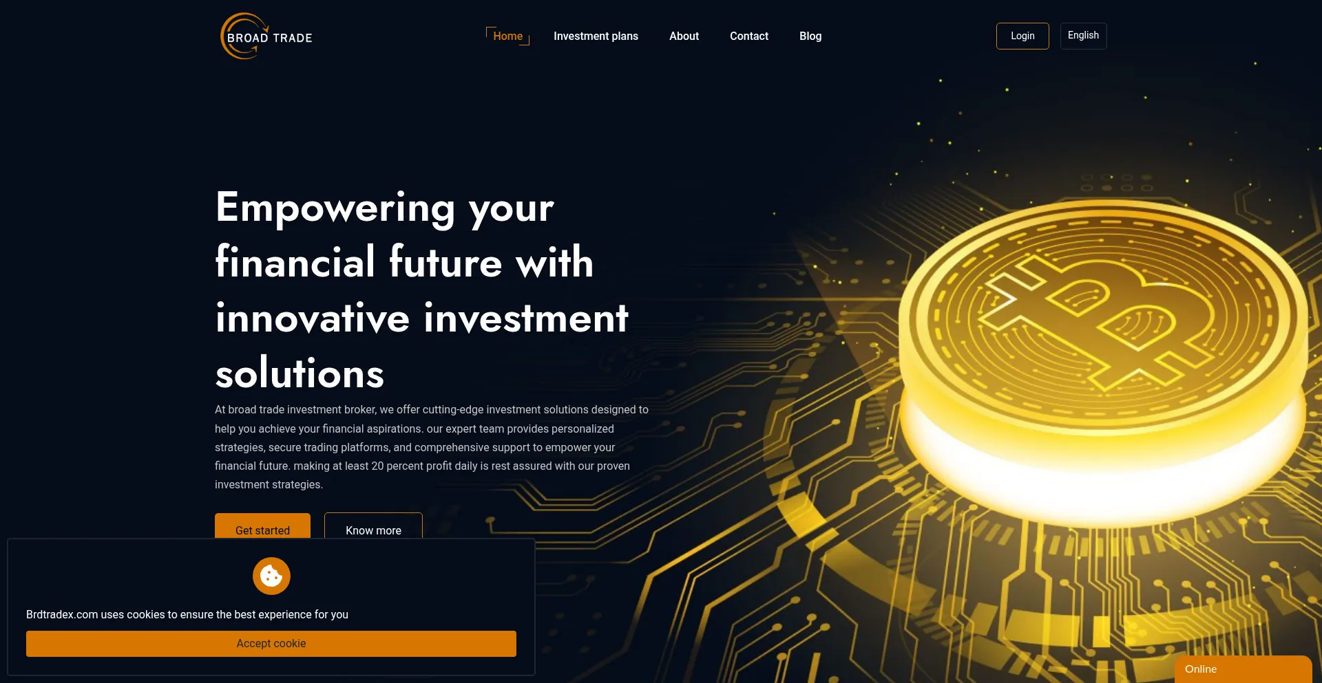 Website screenshot of Brdtradex.com