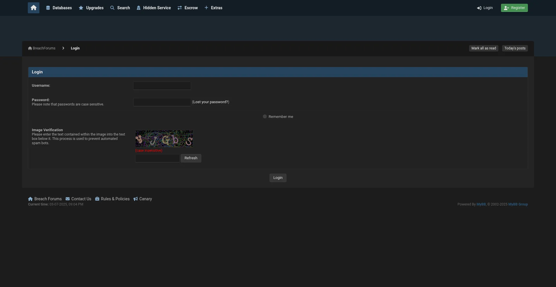 Website screenshot of Breachforums.st