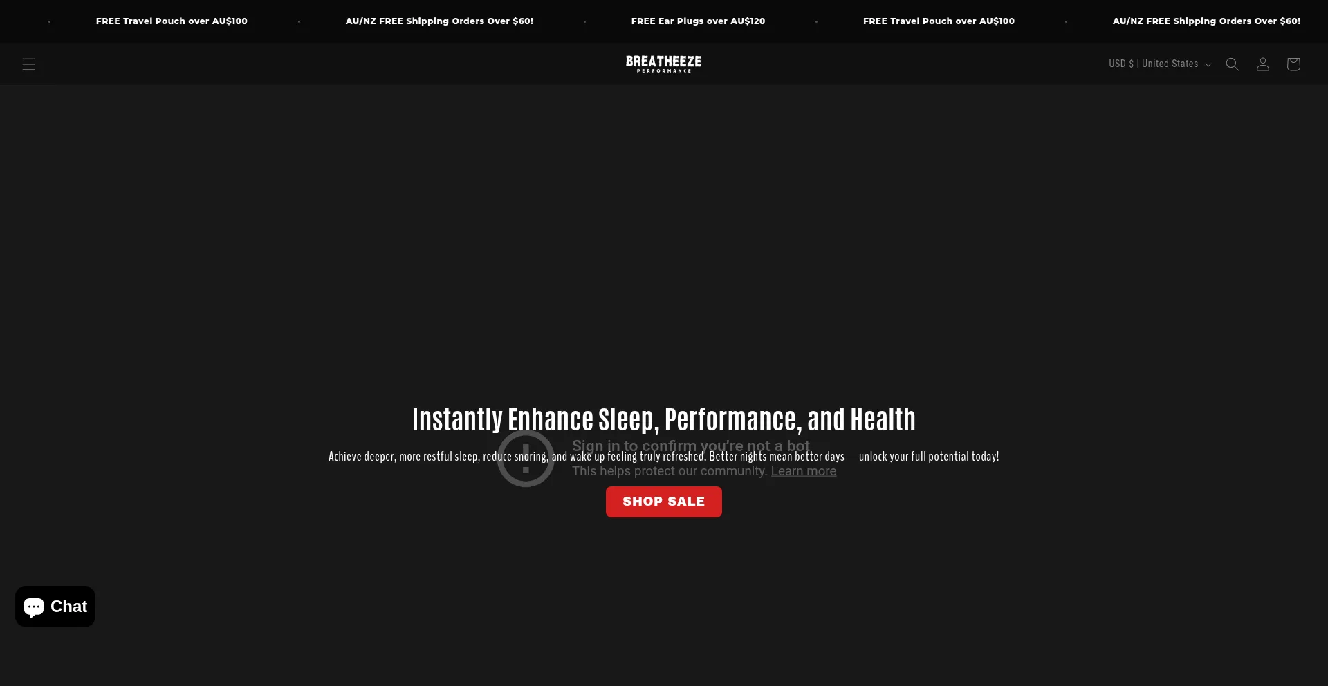 Website screenshot of Breatheeze.com.au