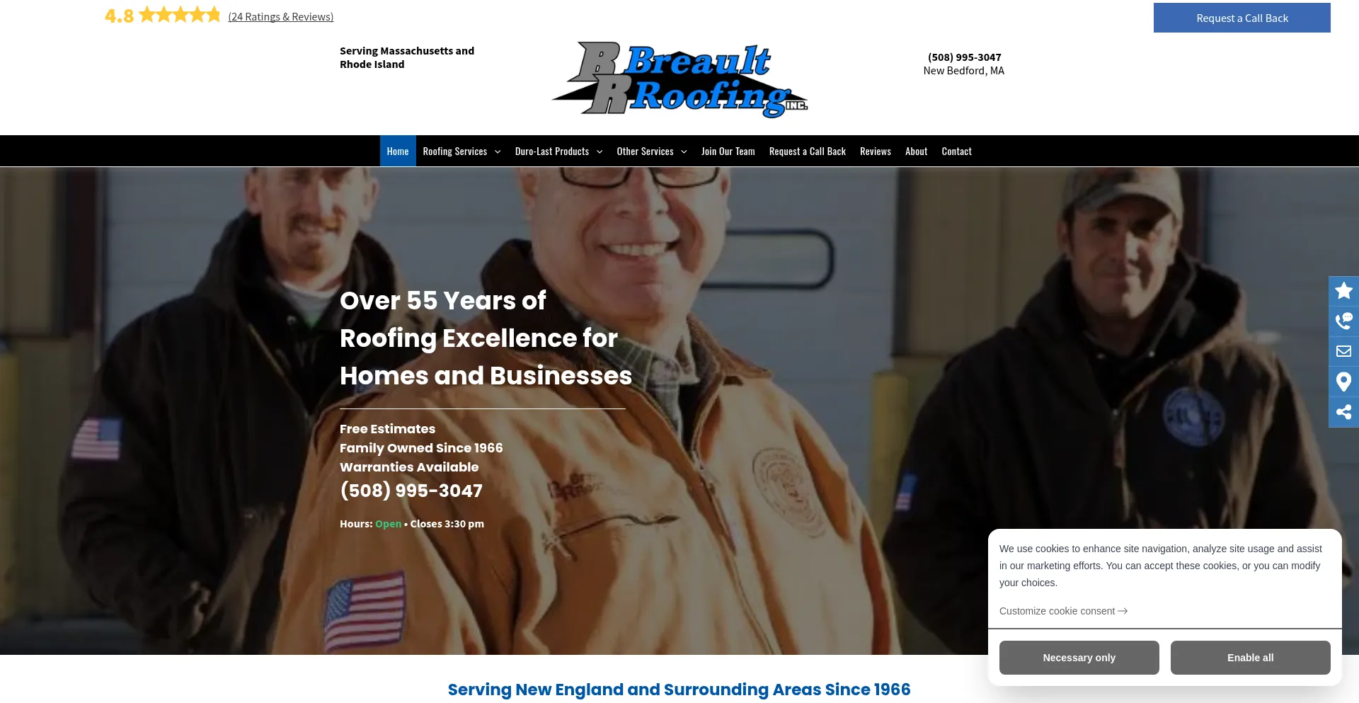 Website screenshot of Breaultroofing.com
