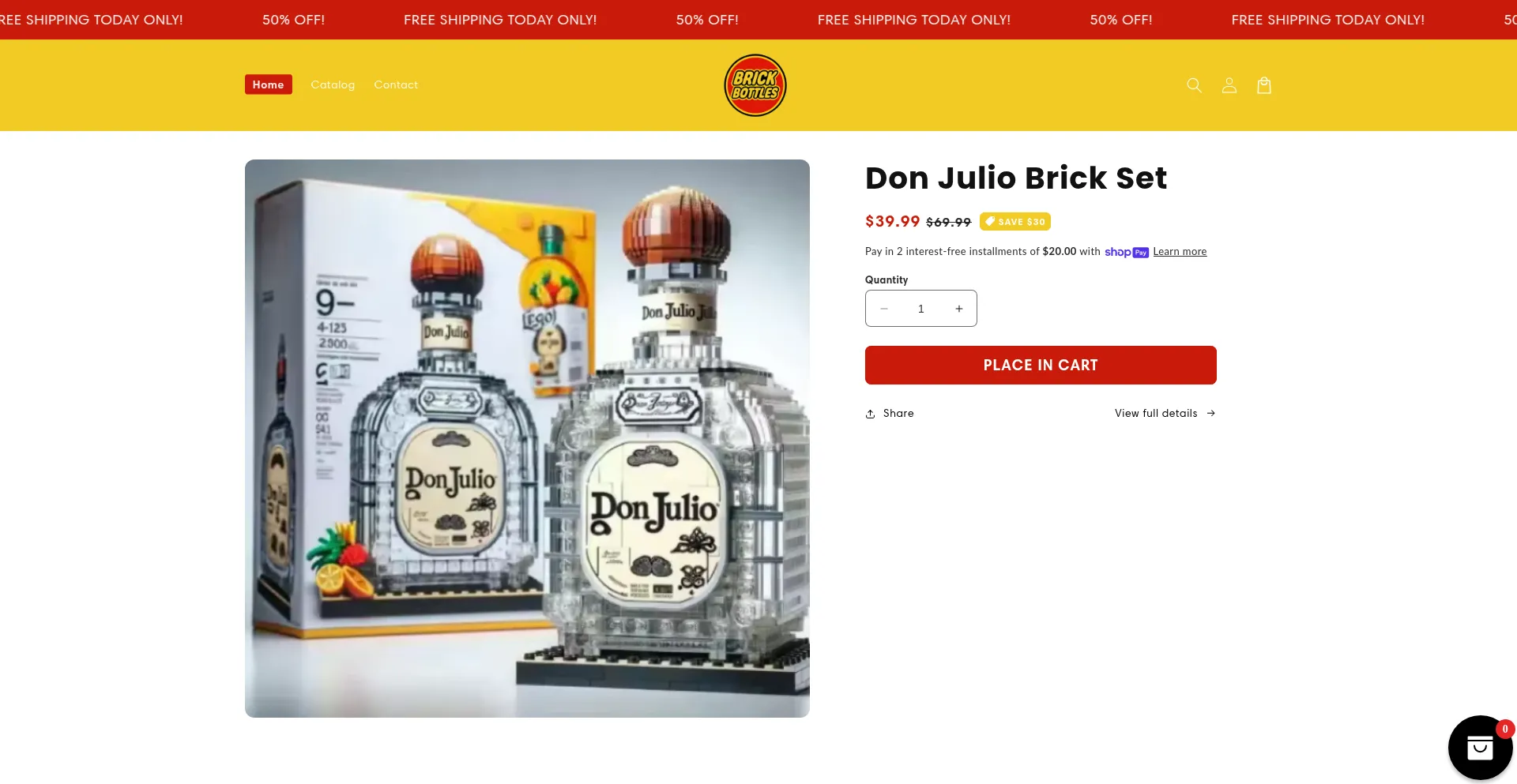 Website screenshot of Brickbottles.com
