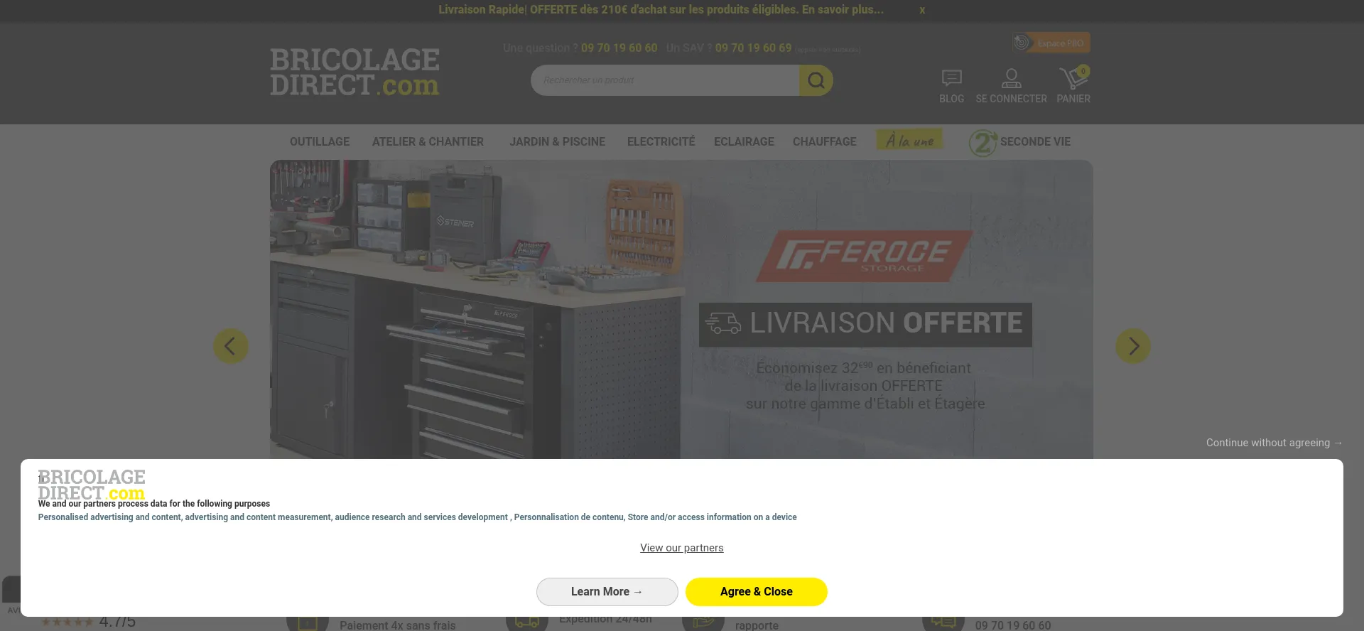 Website screenshot of Bricolagedirect.com