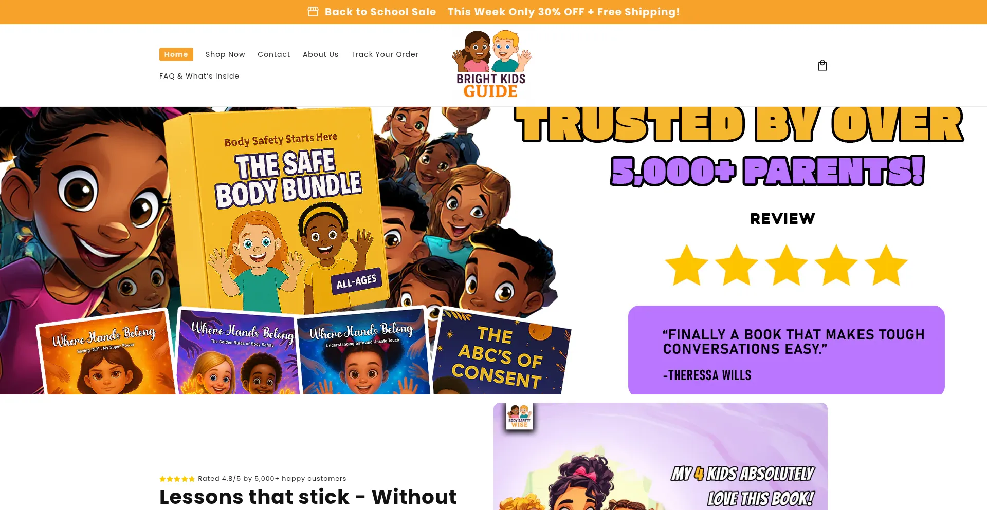Website screenshot of Brightkidsguide.com