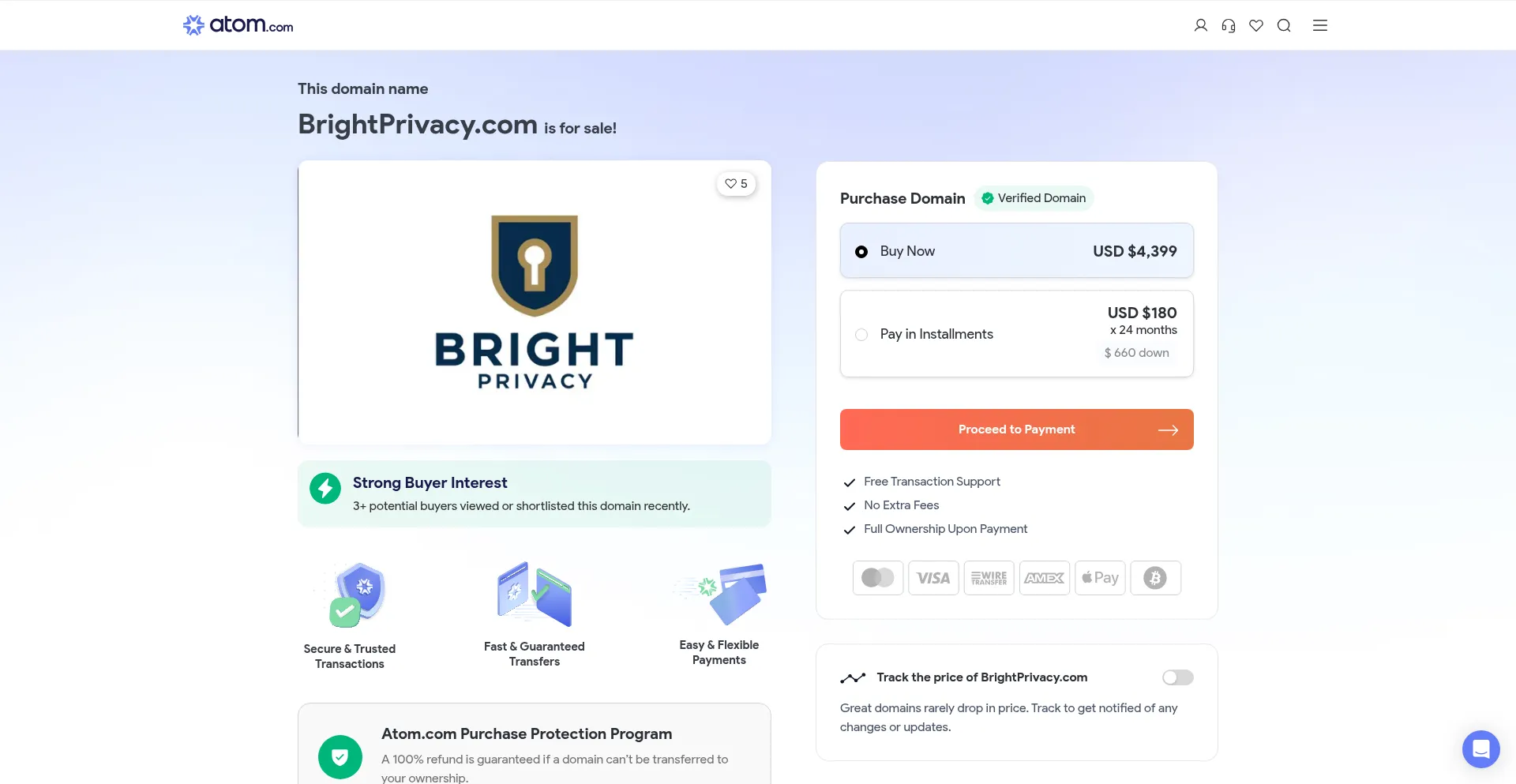 Website screenshot of Brightprivacy.com