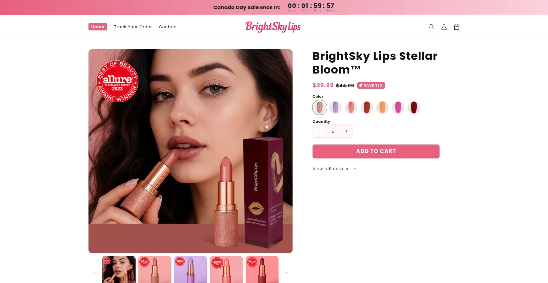 Website screenshot of Brightskylips.com
