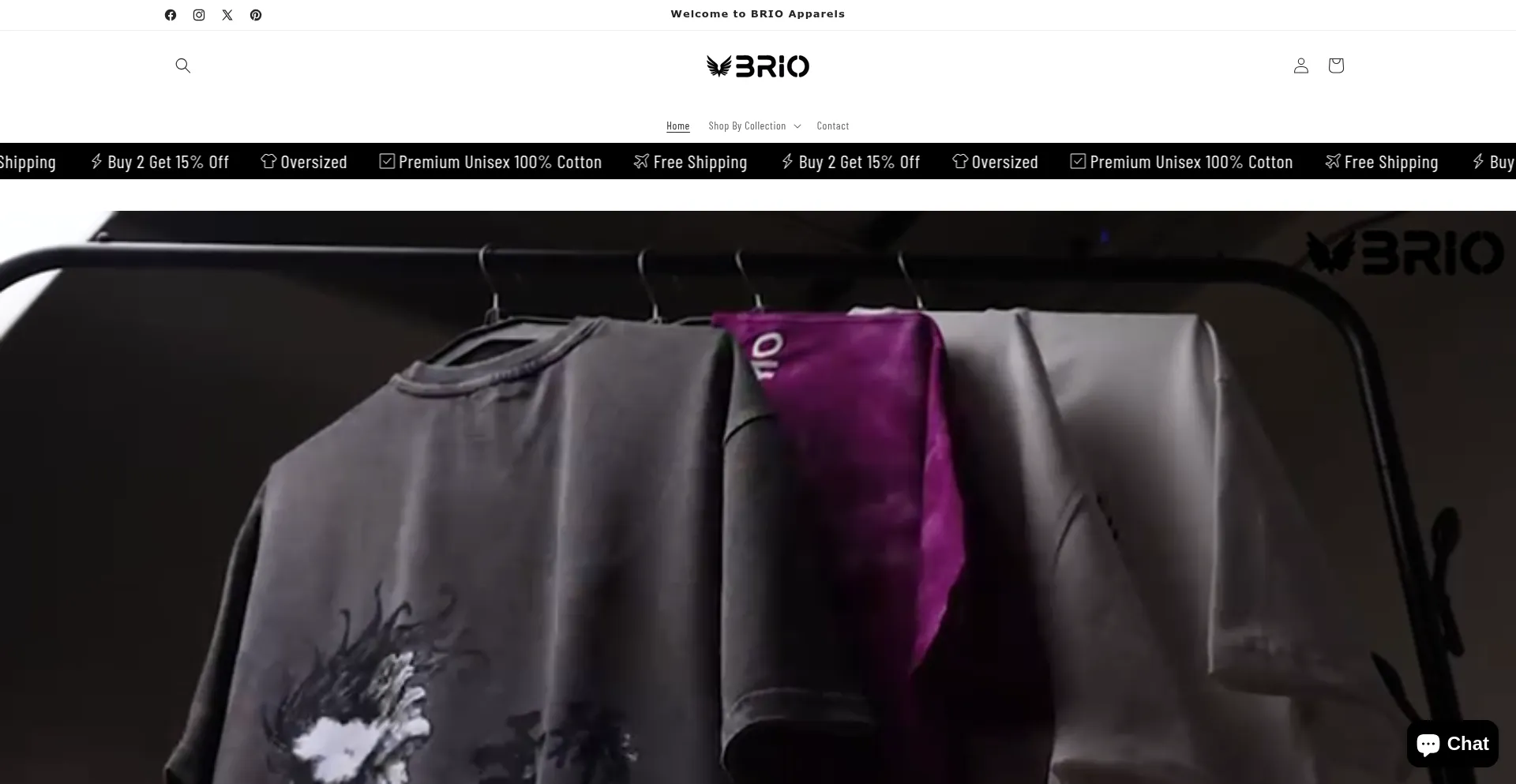 Website screenshot of Brioapparels.com
