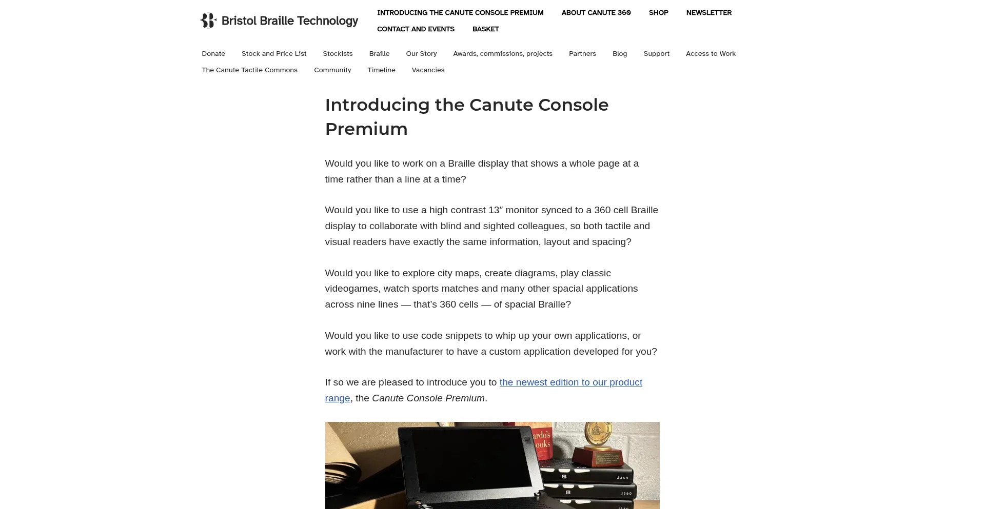 Website screenshot of Bristolbraille.org