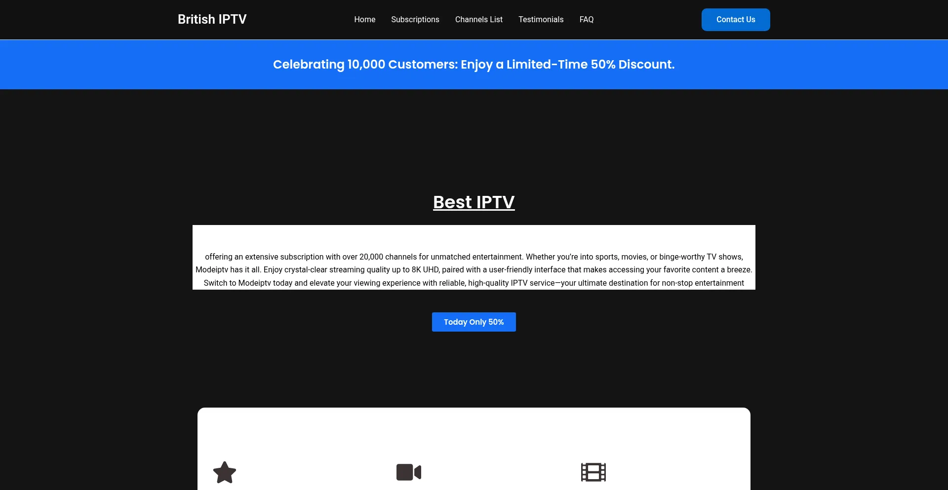 Website screenshot of British-iptv.us