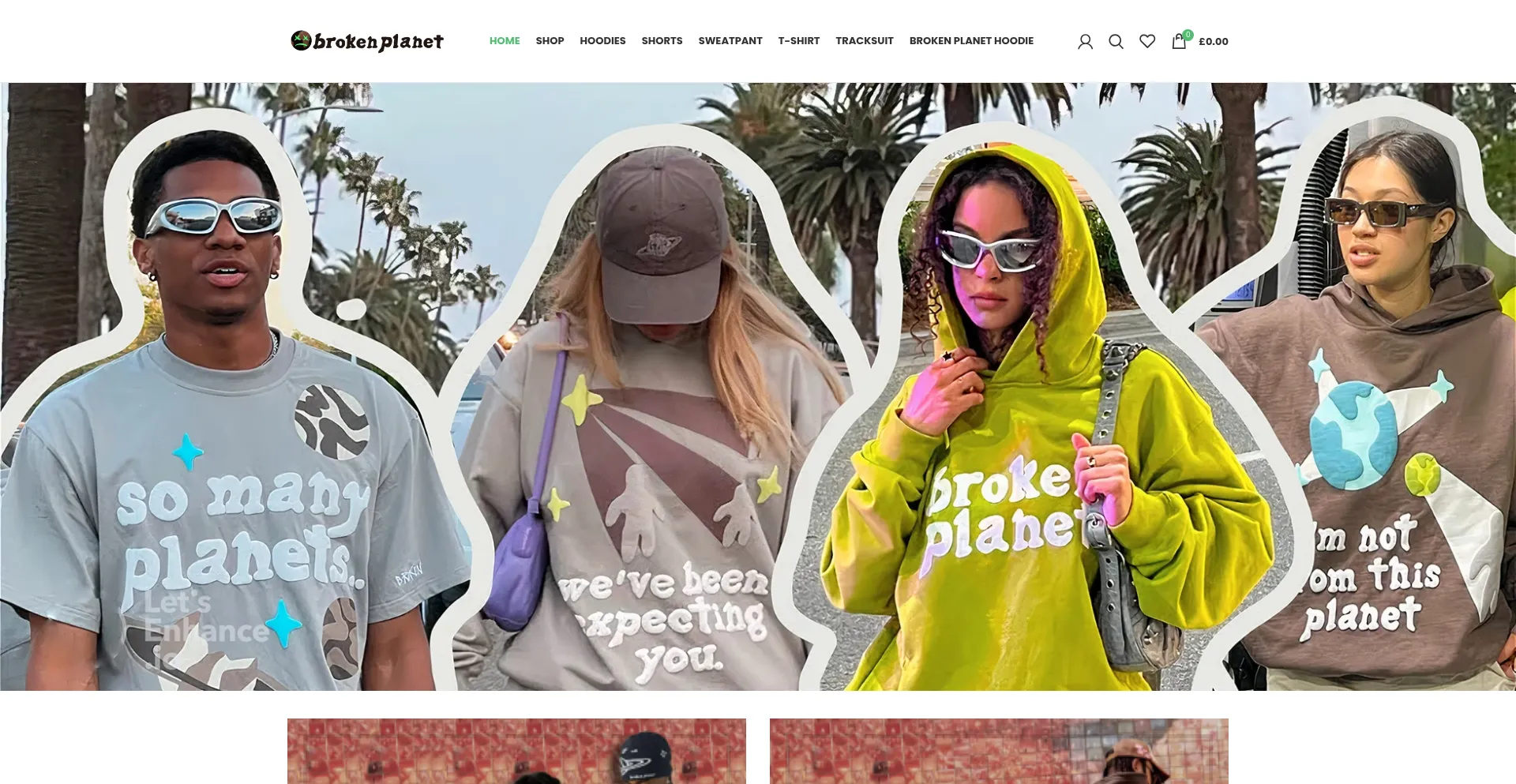 Website screenshot of Brokenplanethoodie.co